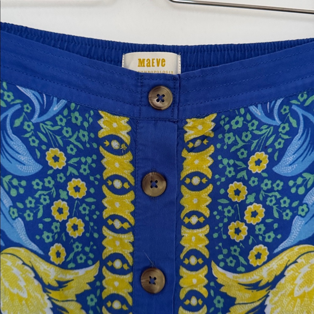 Anthropologie Maeve Blue Buttoned CORNELIA Floral Print Maxi Skirt 🌺 - Picture 4 of 6